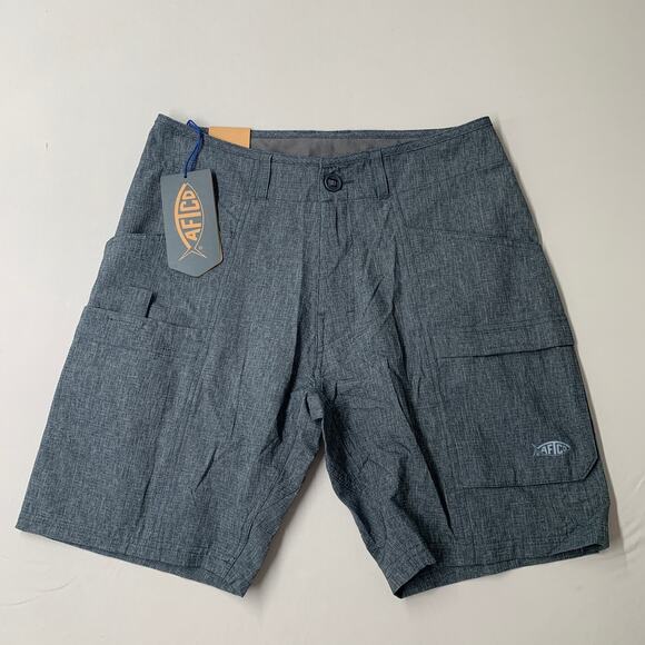 Aftco Men Diffuse Fishing Shorts 28 Blue Diffuse Navy M105 Cargo AFTech 7.5 - Picture 1 of 12